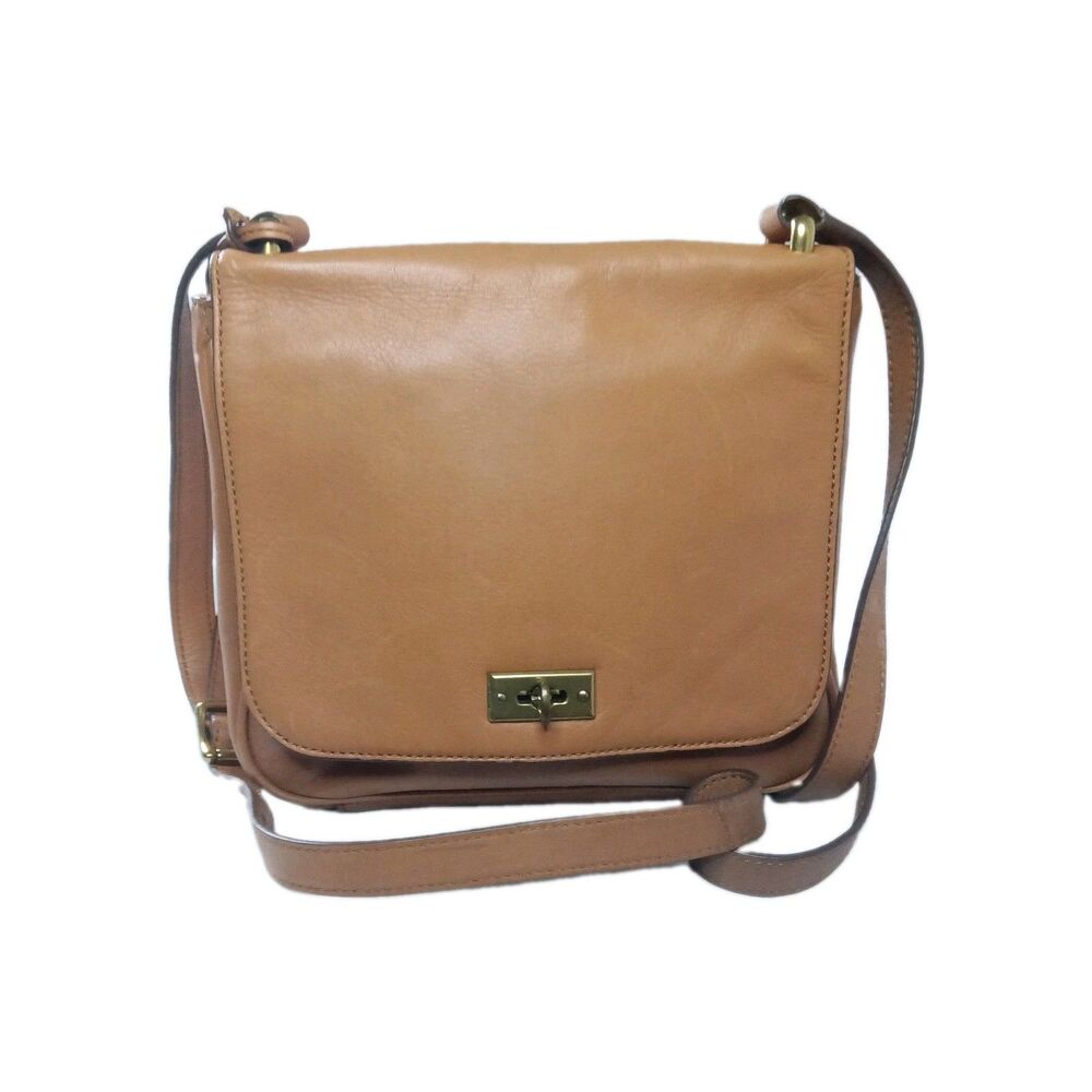 Vintage Fossil Tan Leather Shoulder Bag Crossbody Small